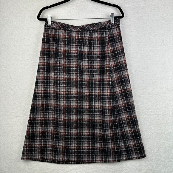Vintage Jantzen Wool Pleated Plaid Midi Skirt Size 12 Preppy Academia Heritage - Picture 7 of 7